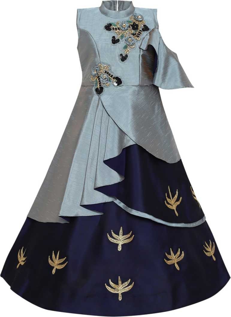 Girl's Sleeveless Maxi/Full Length Party Dress  Pack Of 1 ( Grey )